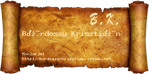 Bárdossy Krisztián névjegykártya